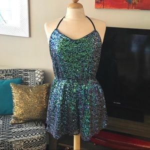 Mermaid Sequin Romper w/ Pockets!